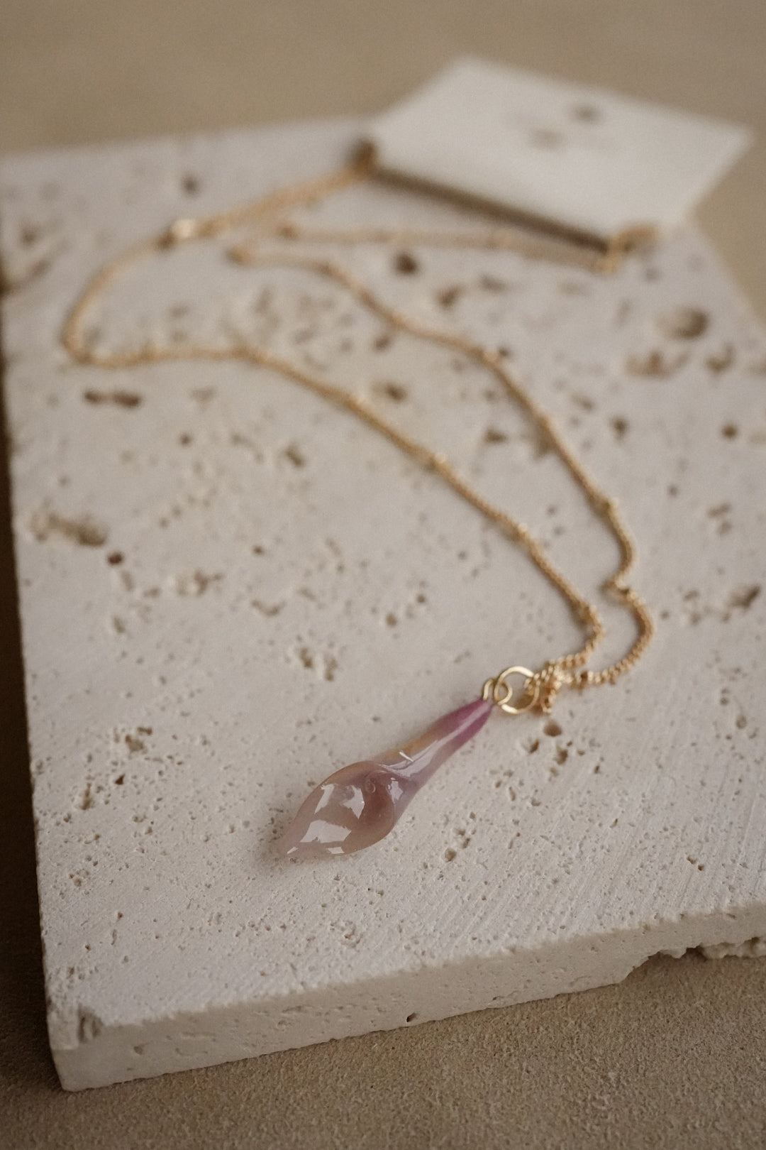 "Glass" Calla Lily in Lilac Purple Necklace