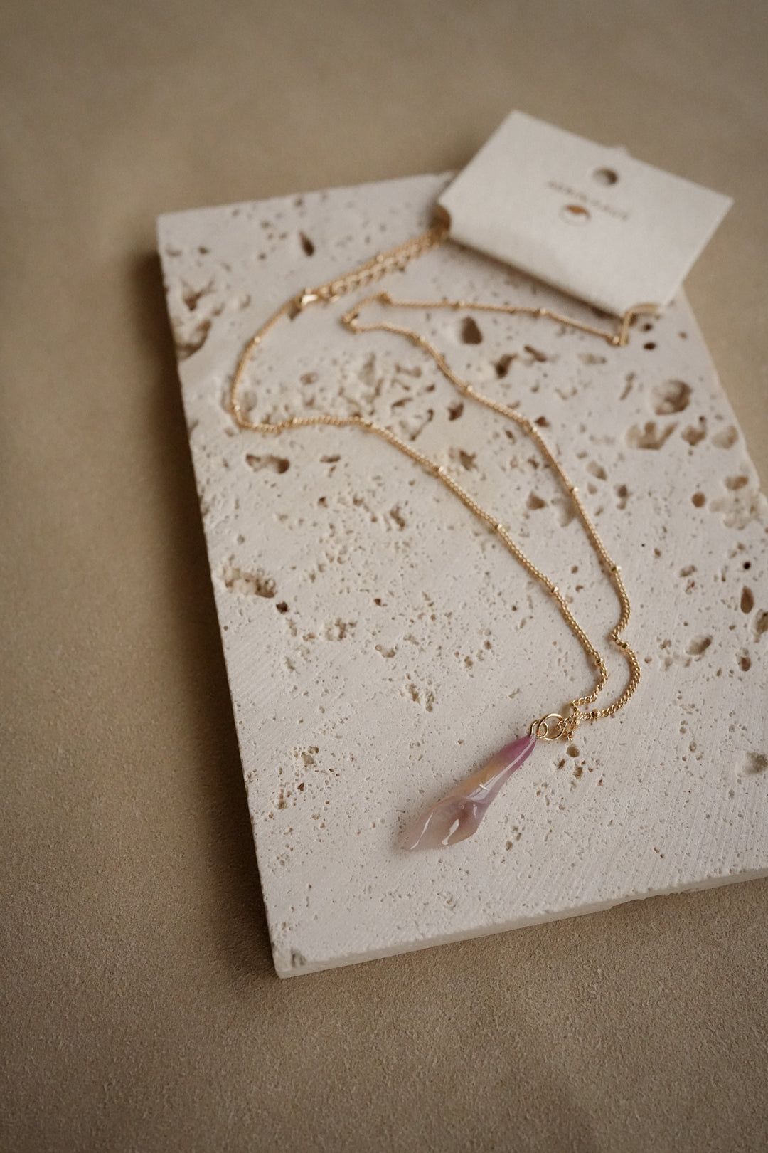"Glass" Calla Lily in Lilac Purple Necklace