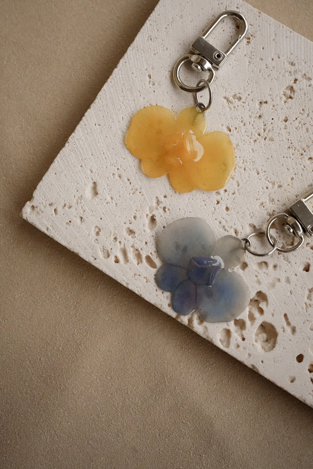 "Glass" Orchid Keychains