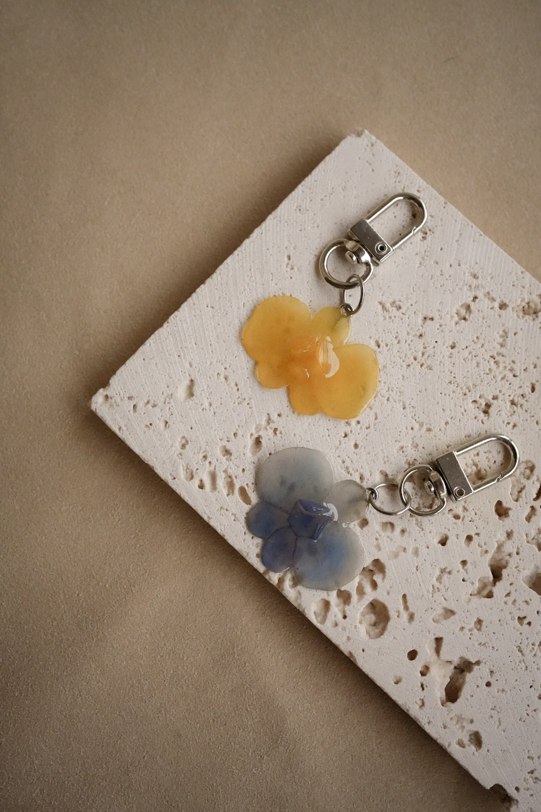 "Glass" Orchid Keychains
