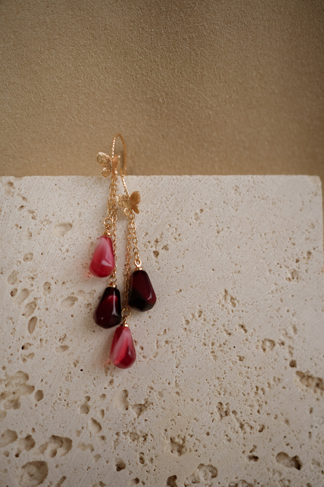 EDEN POMEGRANATE Solo Butterfly Dangles
