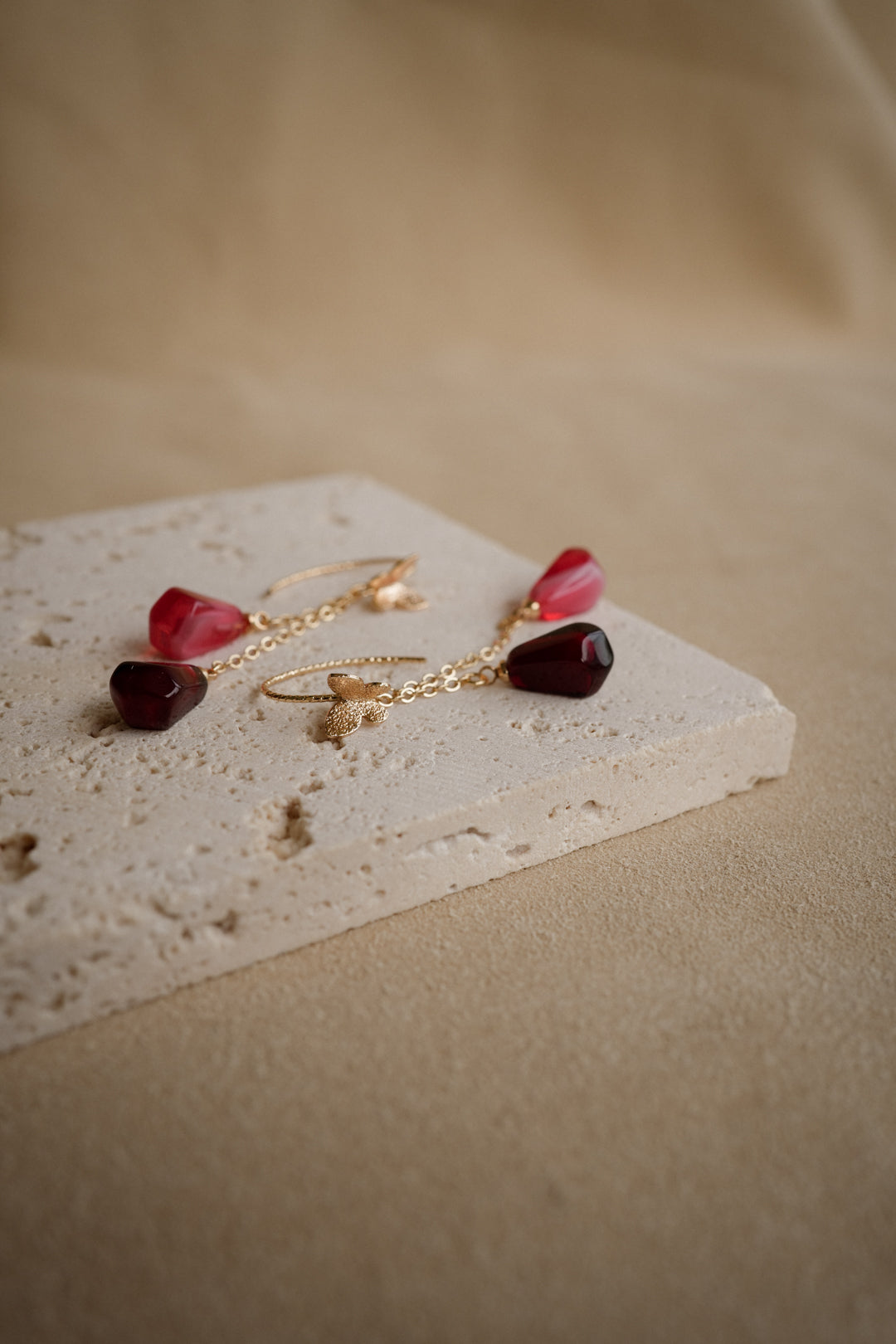 EDEN POMEGRANATE Solo Butterfly Dangles