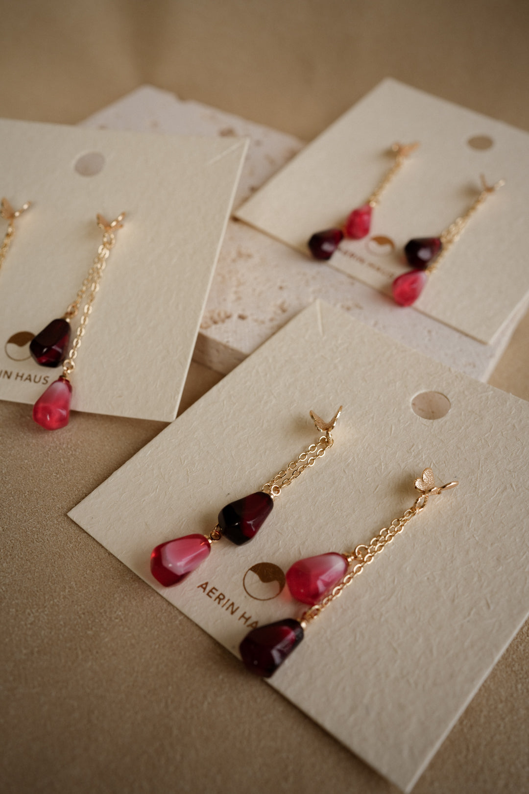 EDEN POMEGRANATE Solo Butterfly Dangles