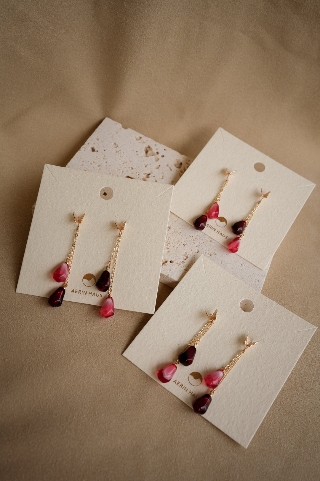 EDEN POMEGRANATE Solo Butterfly Dangles