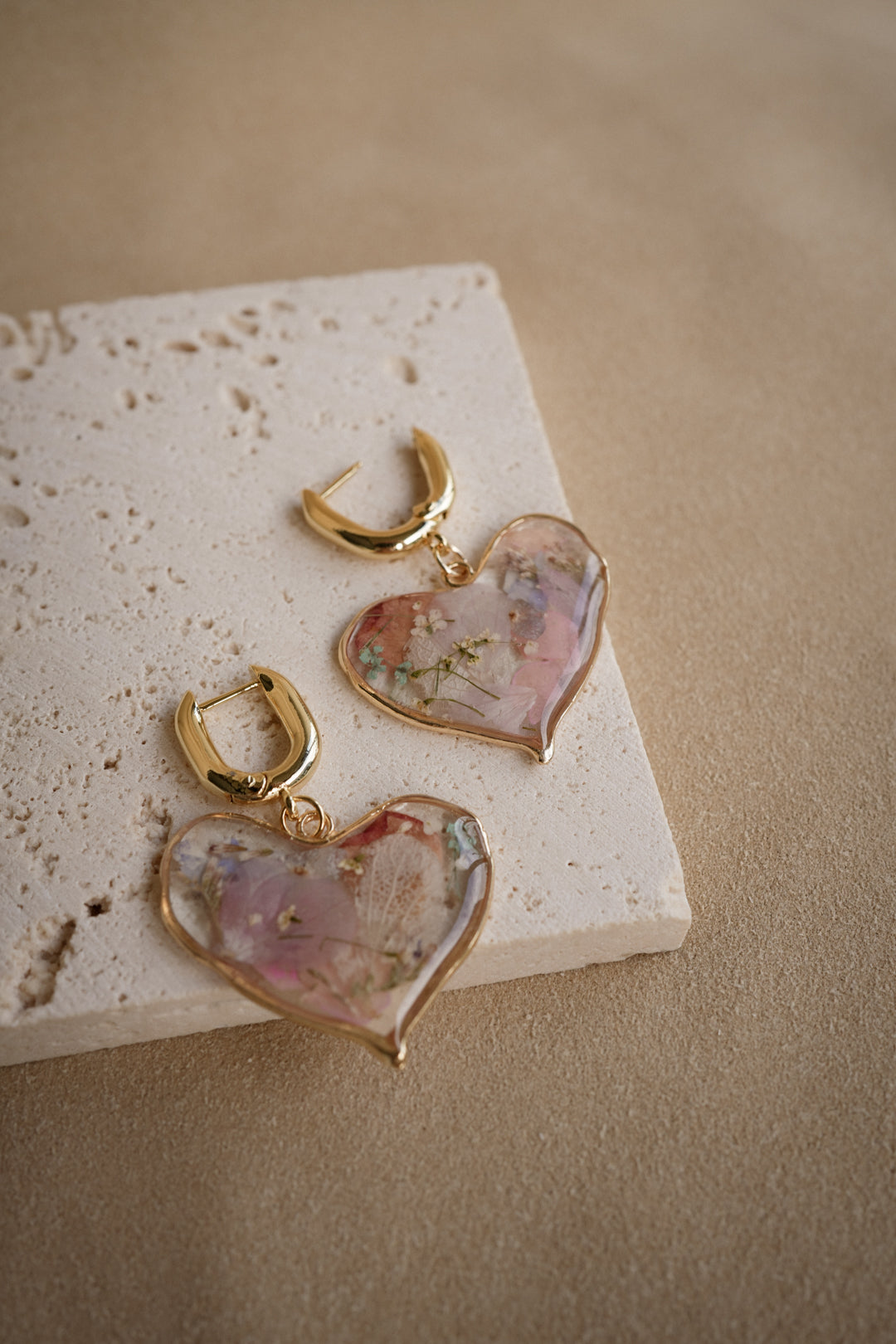EDEN Heart Locket Hoops in Pastel Berry