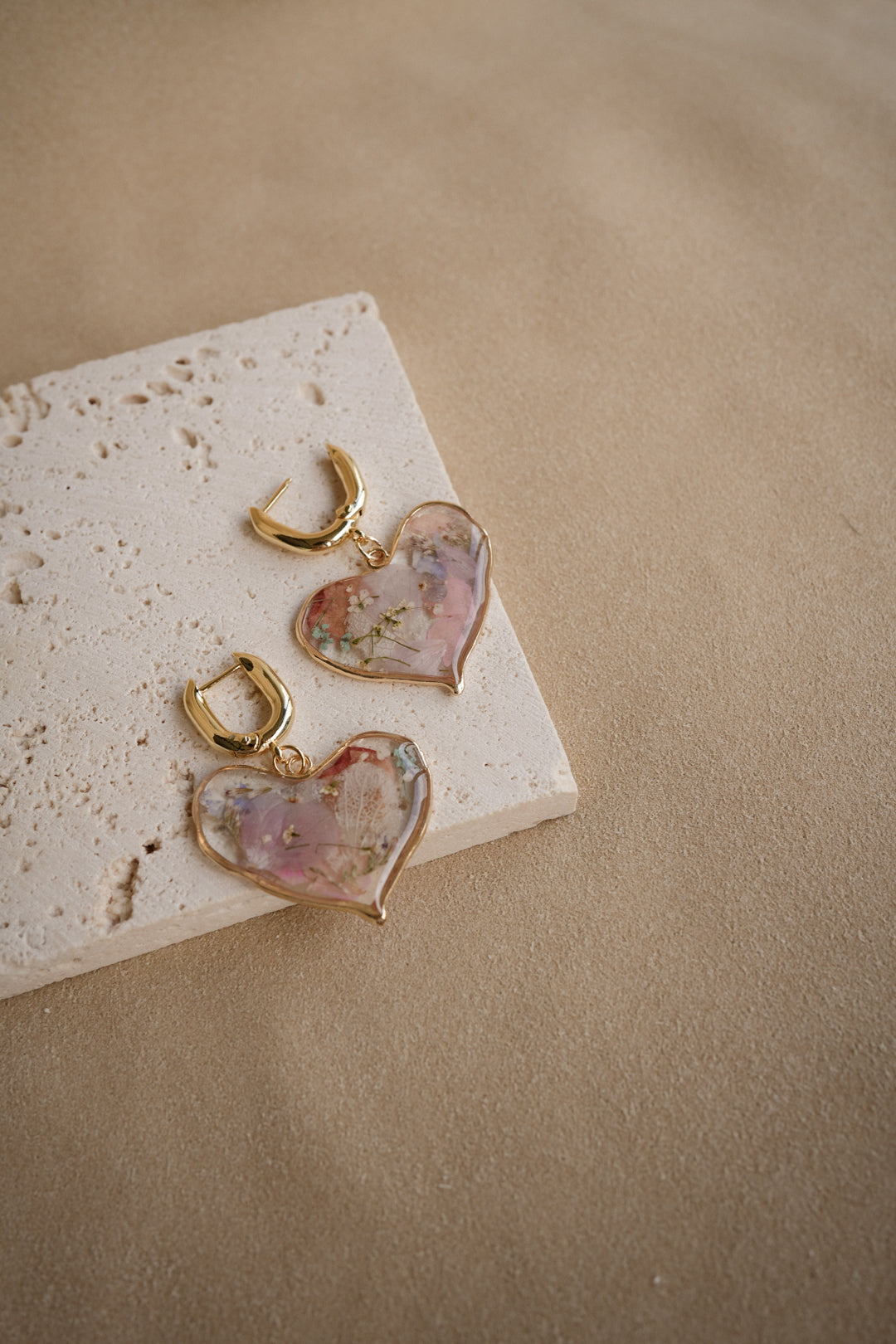 EDEN Heart Locket Hoops in Pastel Berry