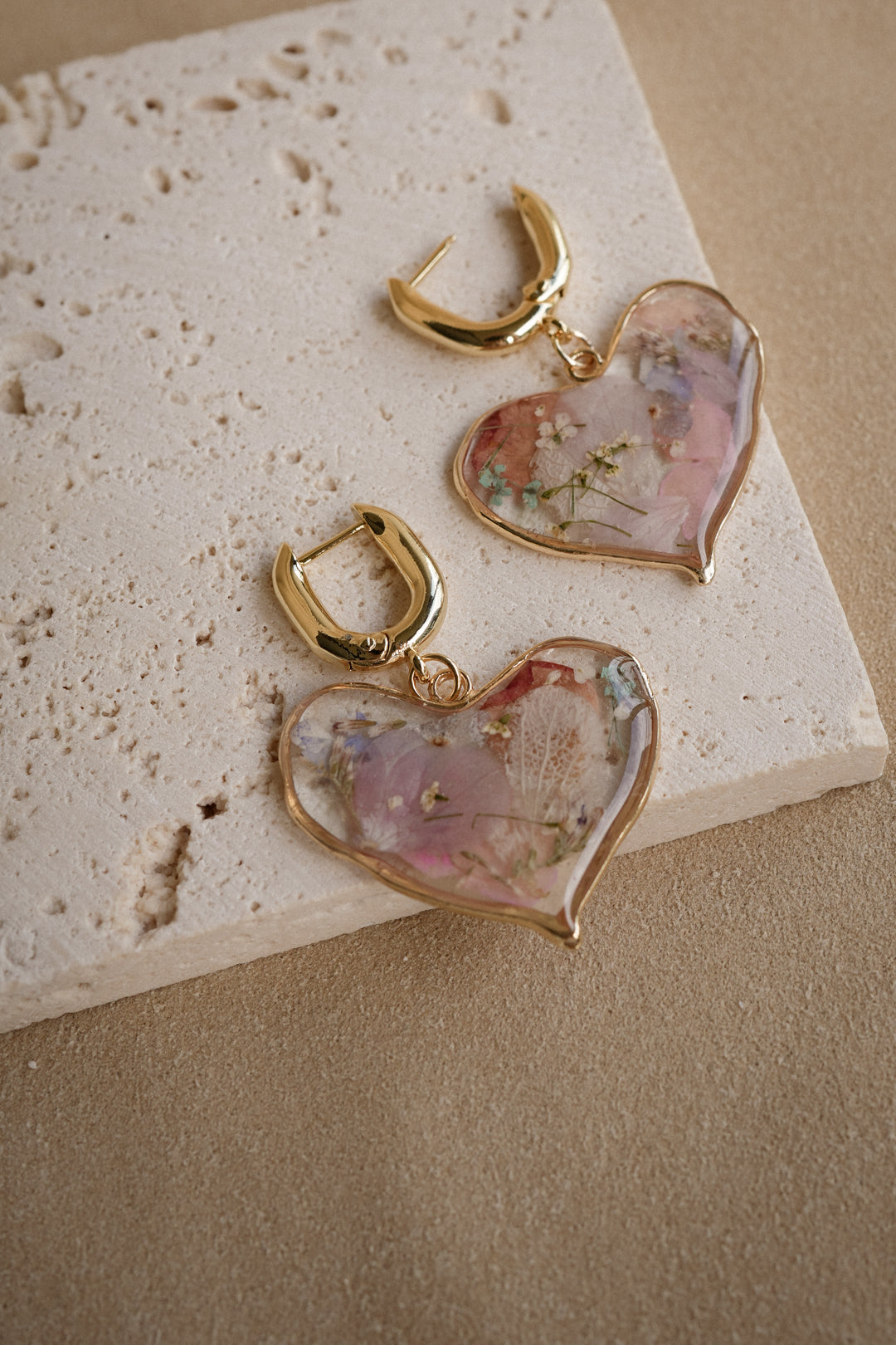 EDEN Heart Locket Hoops in Pastel Berry