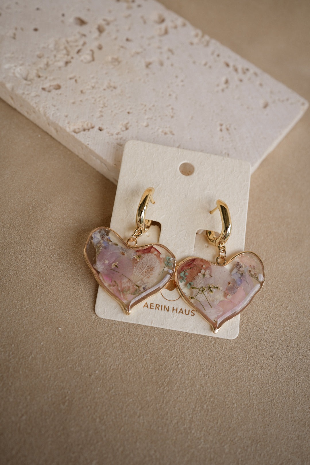 EDEN Heart Locket Hoops in Pastel Berry