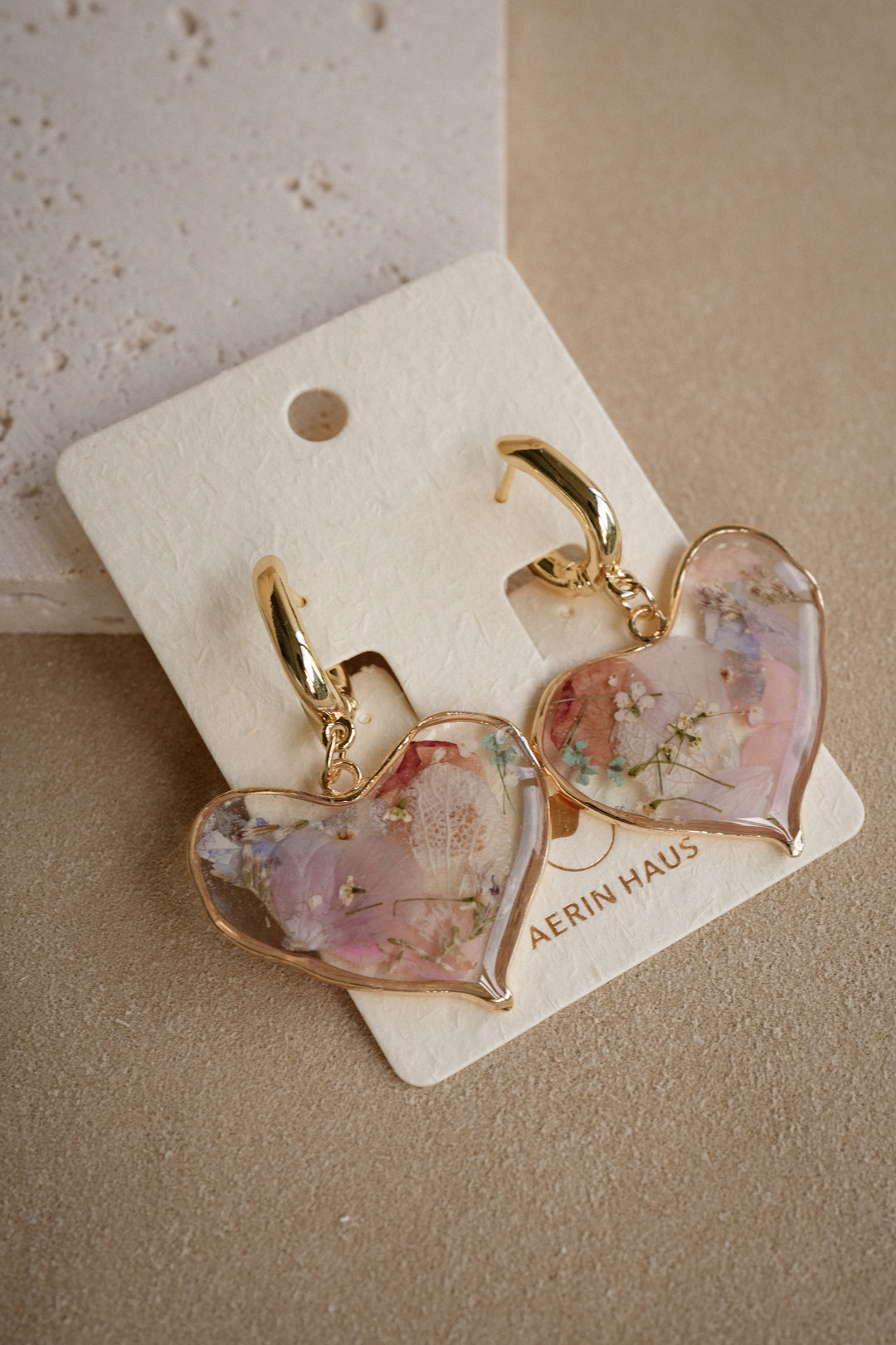 EDEN Heart Locket Hoops in Pastel Berry