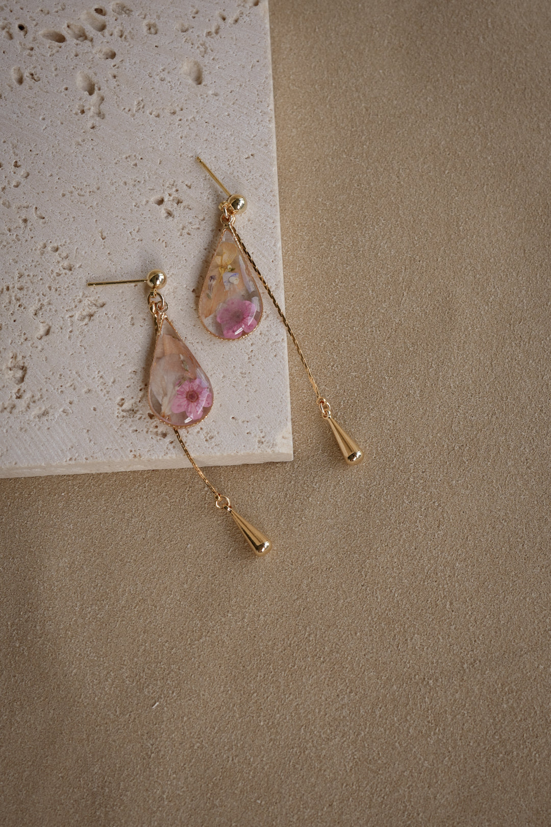 EDEN Raindrop Dangles in Pink Lace