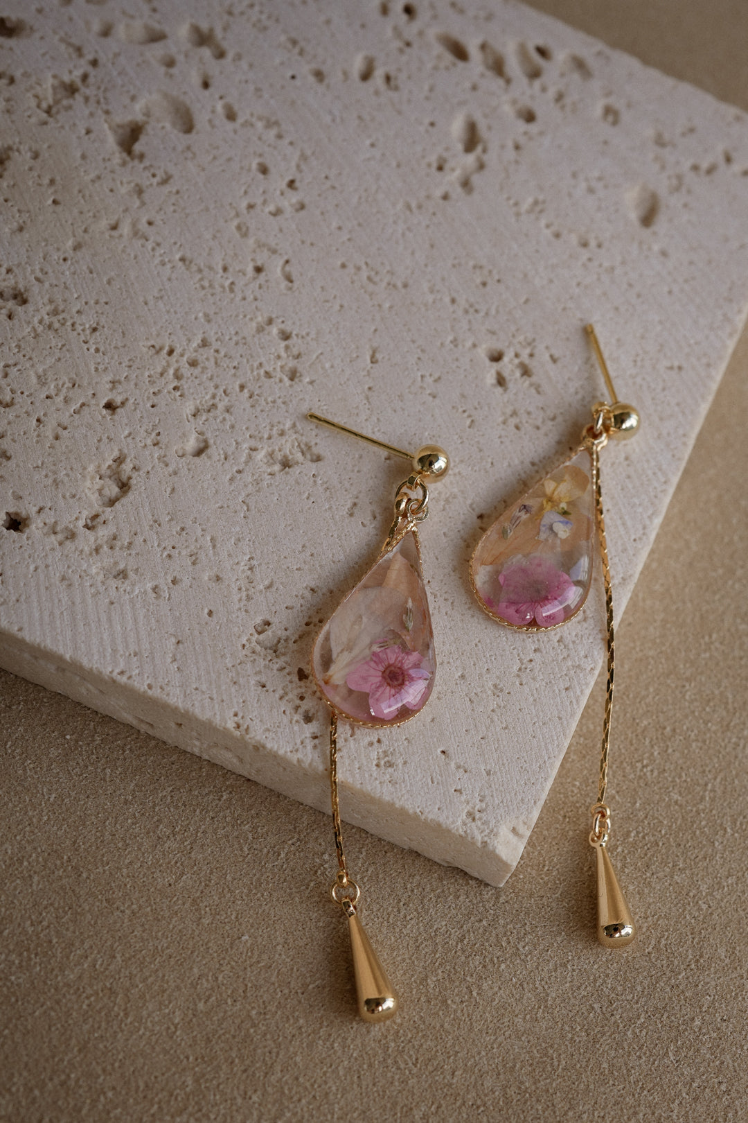 EDEN Raindrop Dangles in Pink Lace
