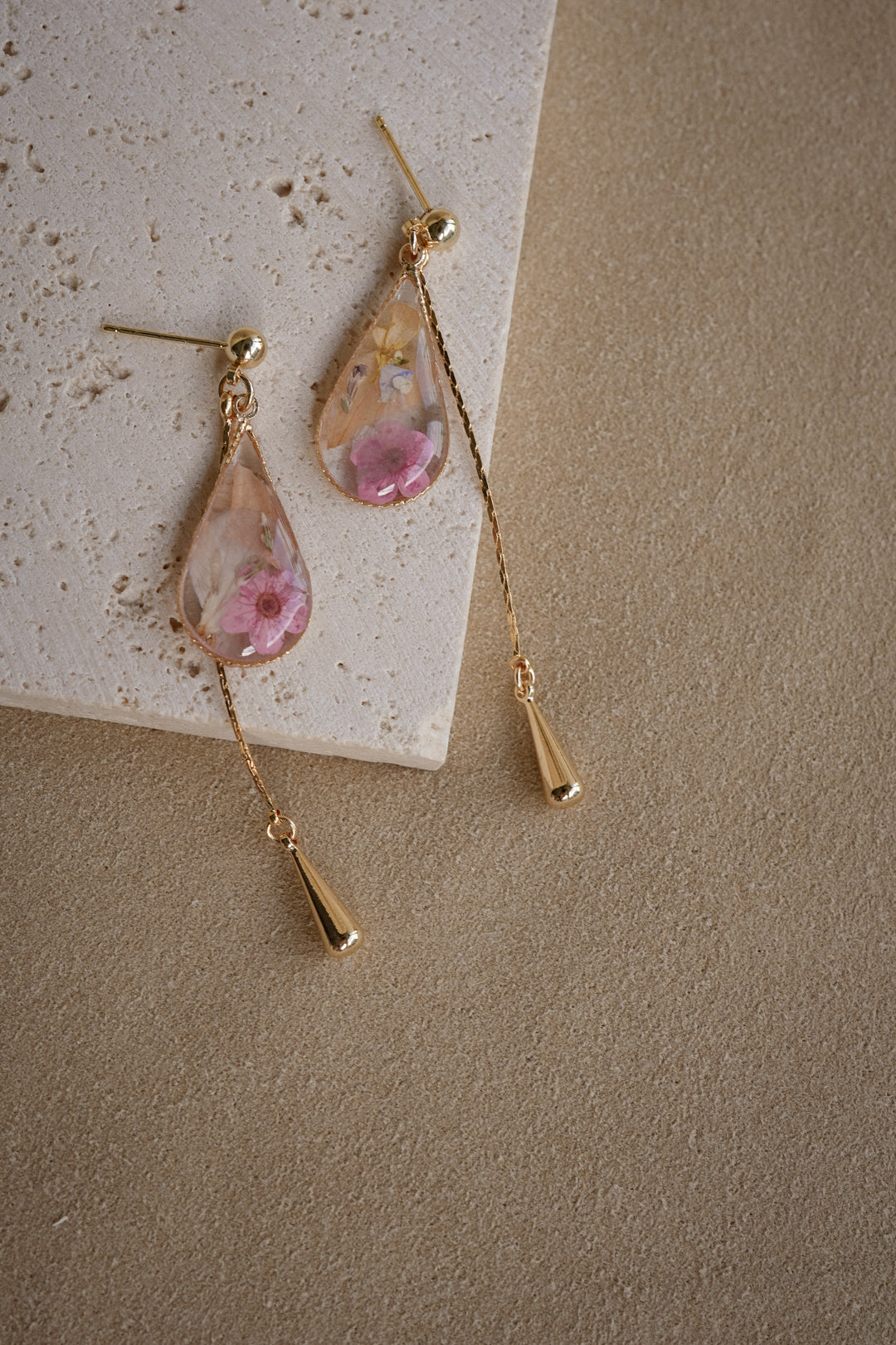 EDEN Raindrop Dangles in Pink Lace