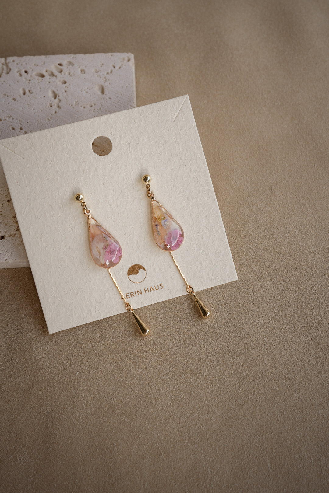 EDEN Raindrop Dangles in Pink Lace