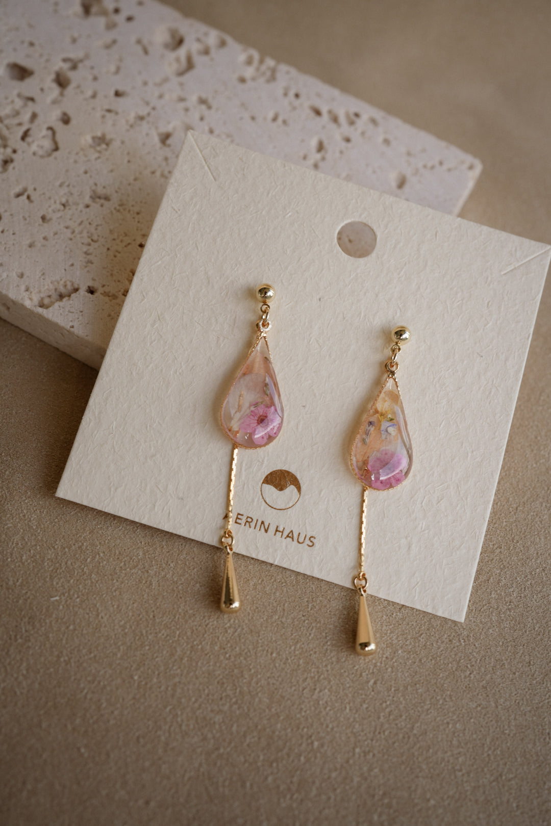 EDEN Raindrop Dangles in Pink Lace