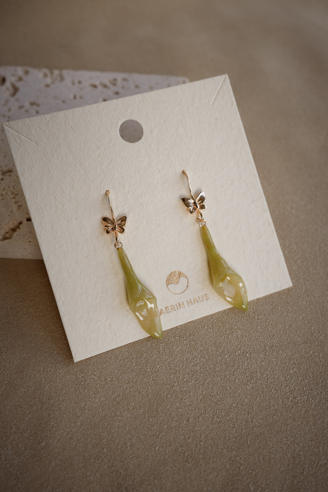 "Glass" Butterfly Calla Lily in Spring Field Earrings