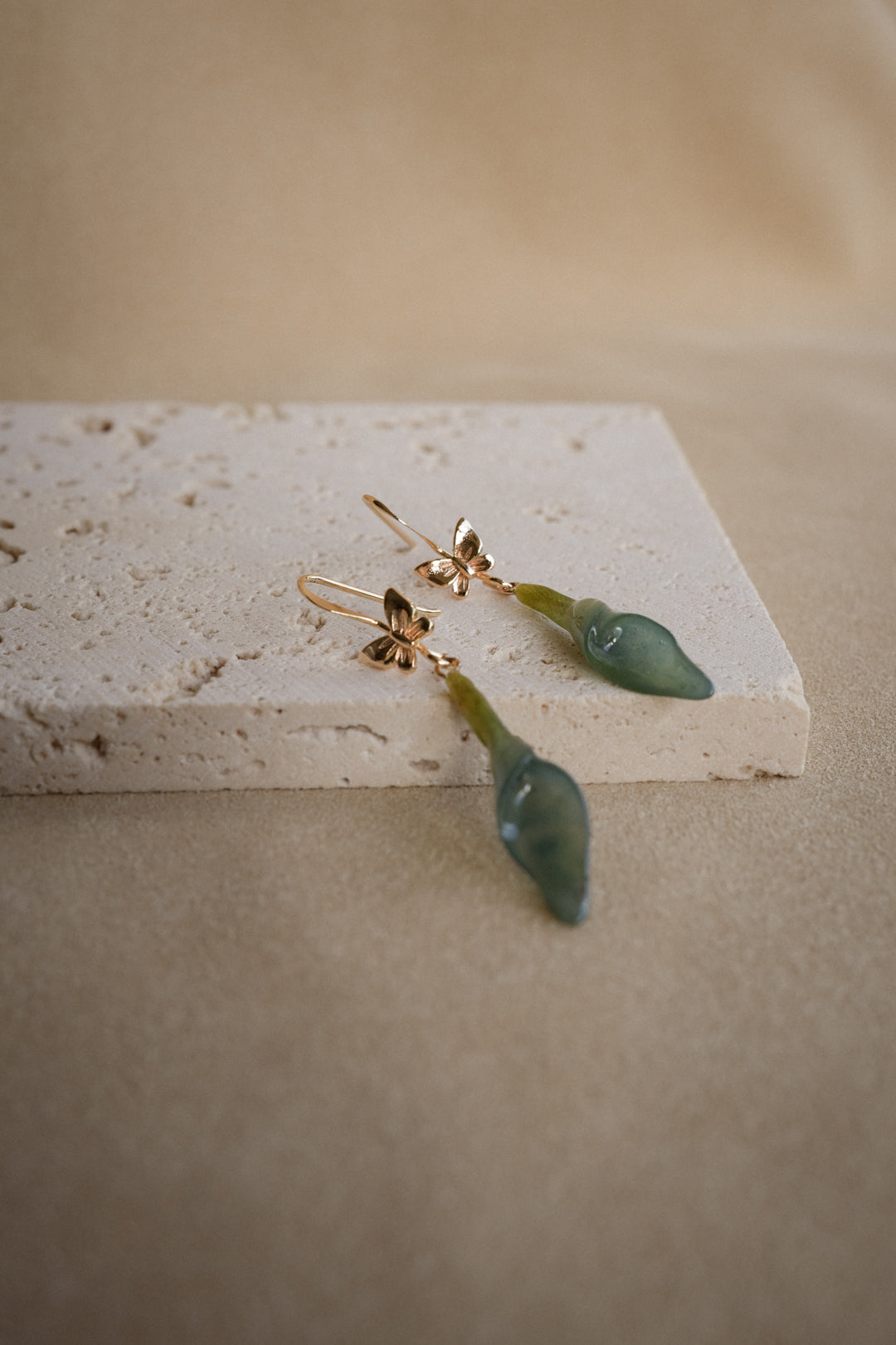 "Glass" Butterfly Calla Lily in Blue Lagoon Earrings