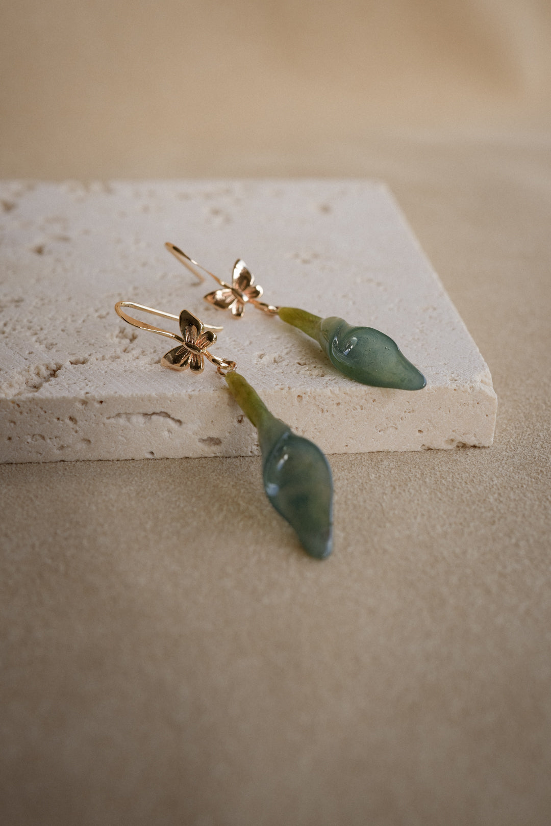 "Glass" Butterfly Calla Lily in Blue Lagoon Earrings