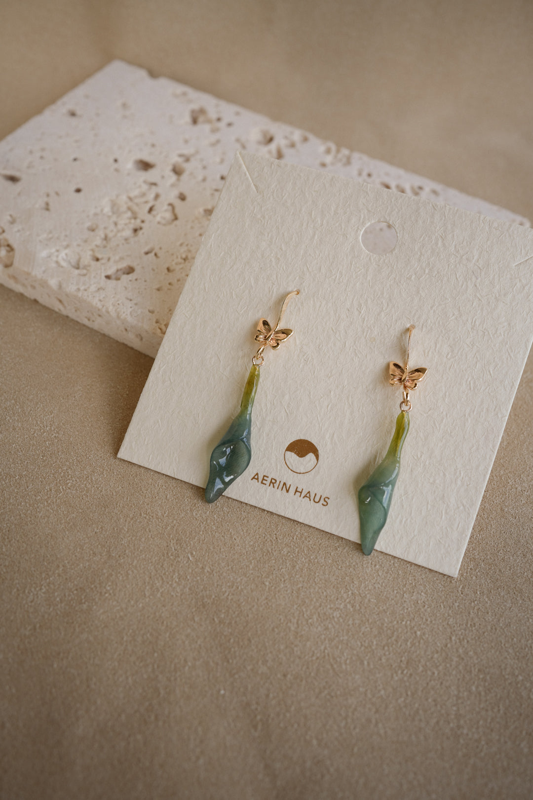 "Glass" Butterfly Calla Lily in Blue Lagoon Earrings