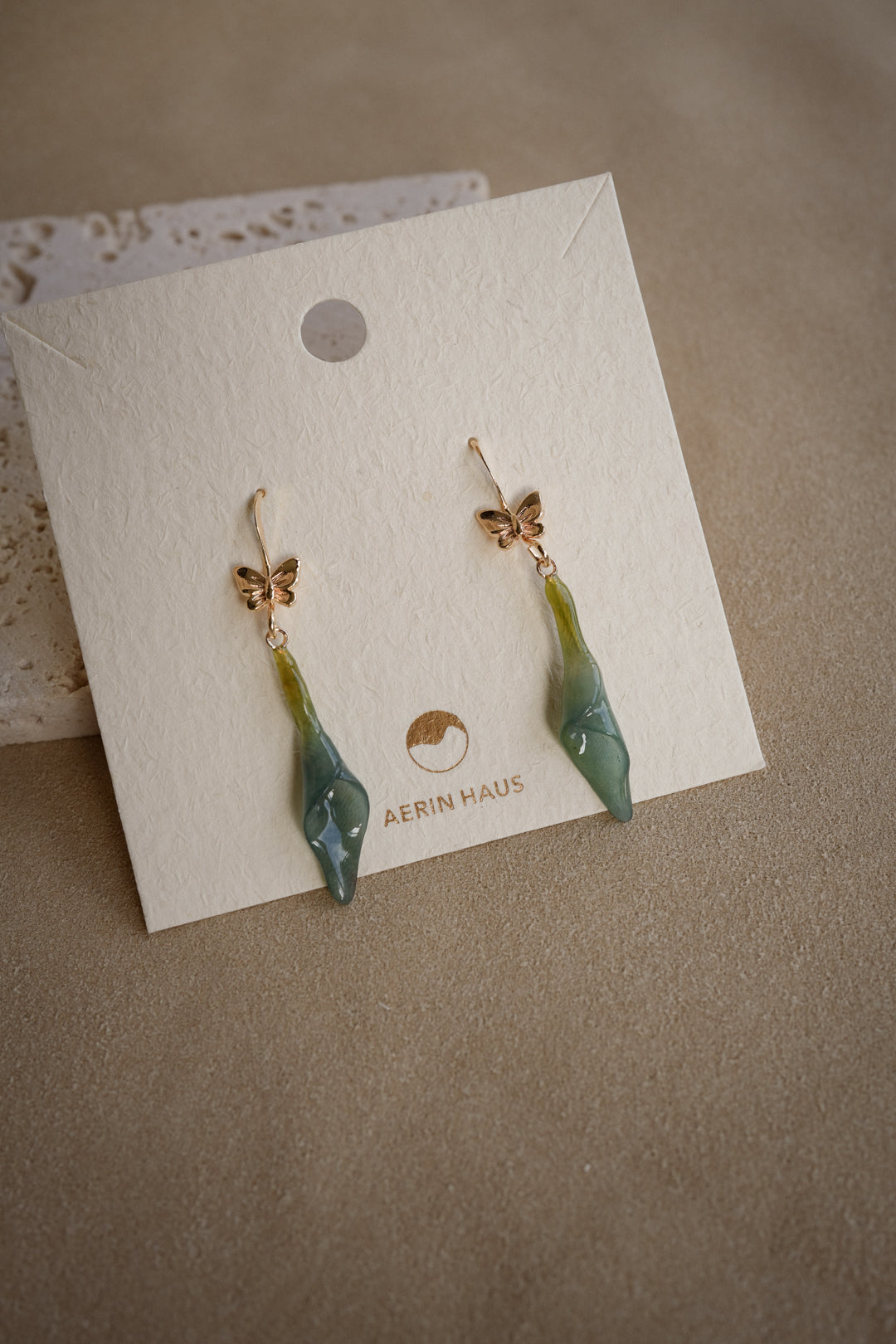 "Glass" Butterfly Calla Lily in Blue Lagoon Earrings