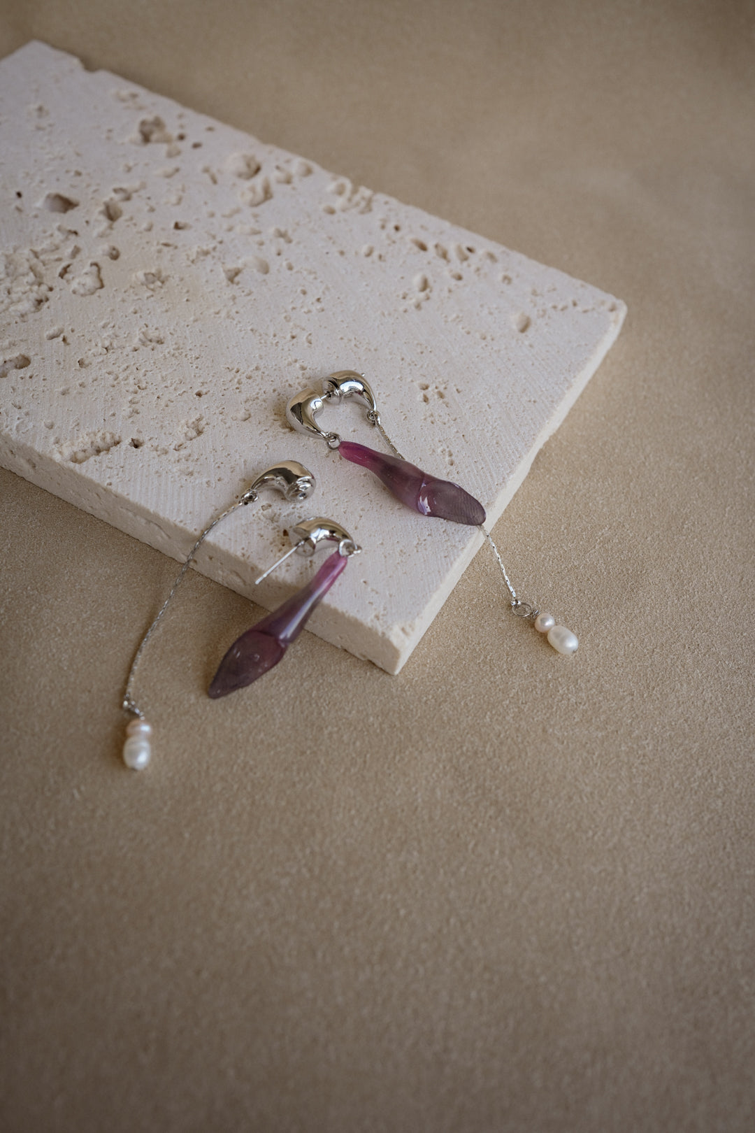 "Glass" Calla Lilies in Purple Rain Dual-Dangle Earrings