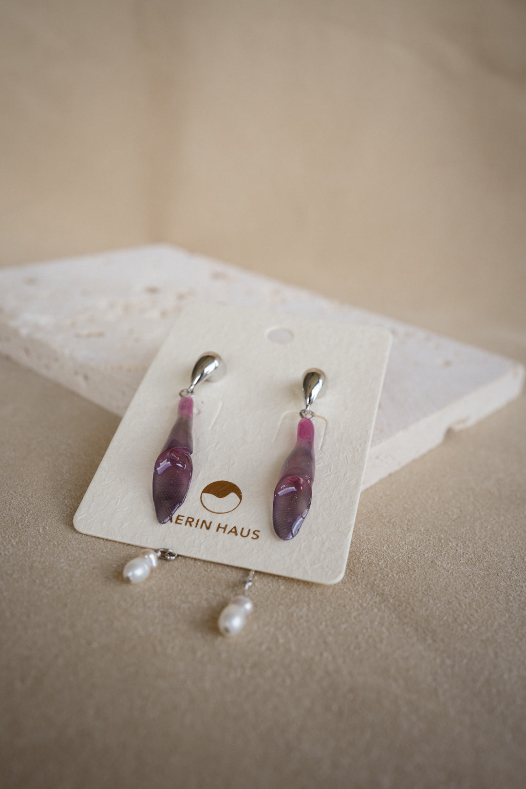 "Glass" Calla Lilies in Purple Rain Dual-Dangle Earrings