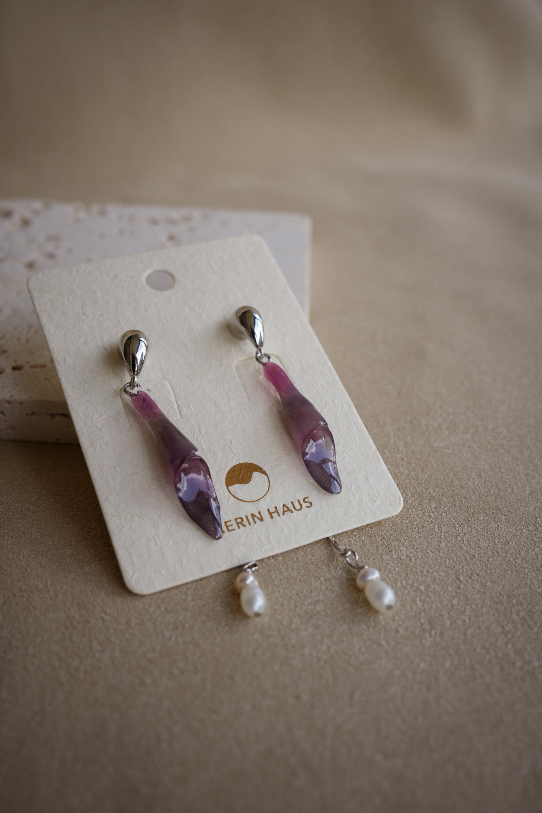 "Glass" Calla Lilies in Purple Rain Dual-Dangle Earrings