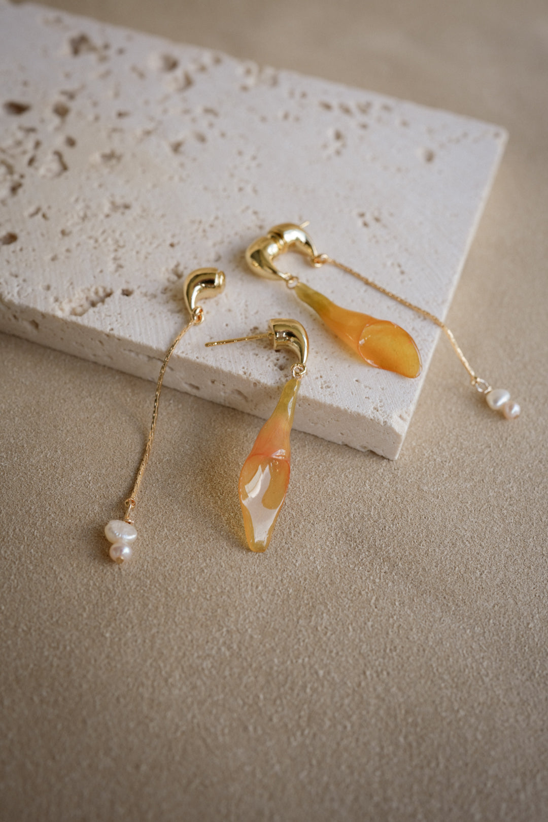"Glass" Calla Lilies in Harvest Moon Dual-Dangle Earrings
