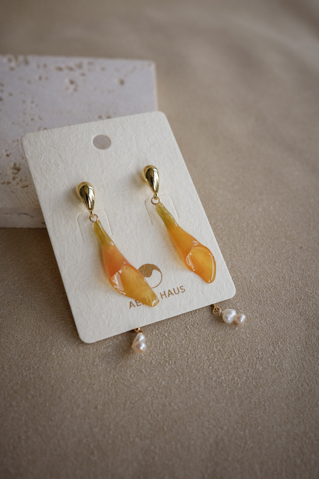 "Glass" Calla Lilies in Harvest Moon Dual-Dangle Earrings