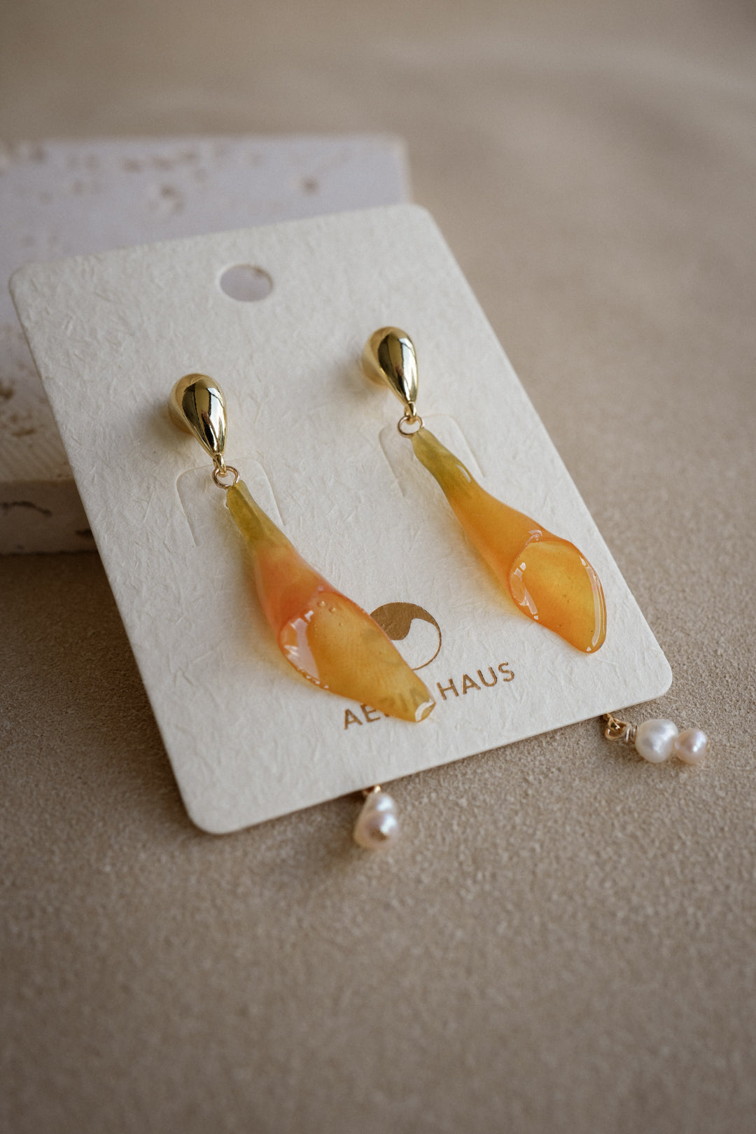"Glass" Calla Lilies in Harvest Moon Dual-Dangle Earrings