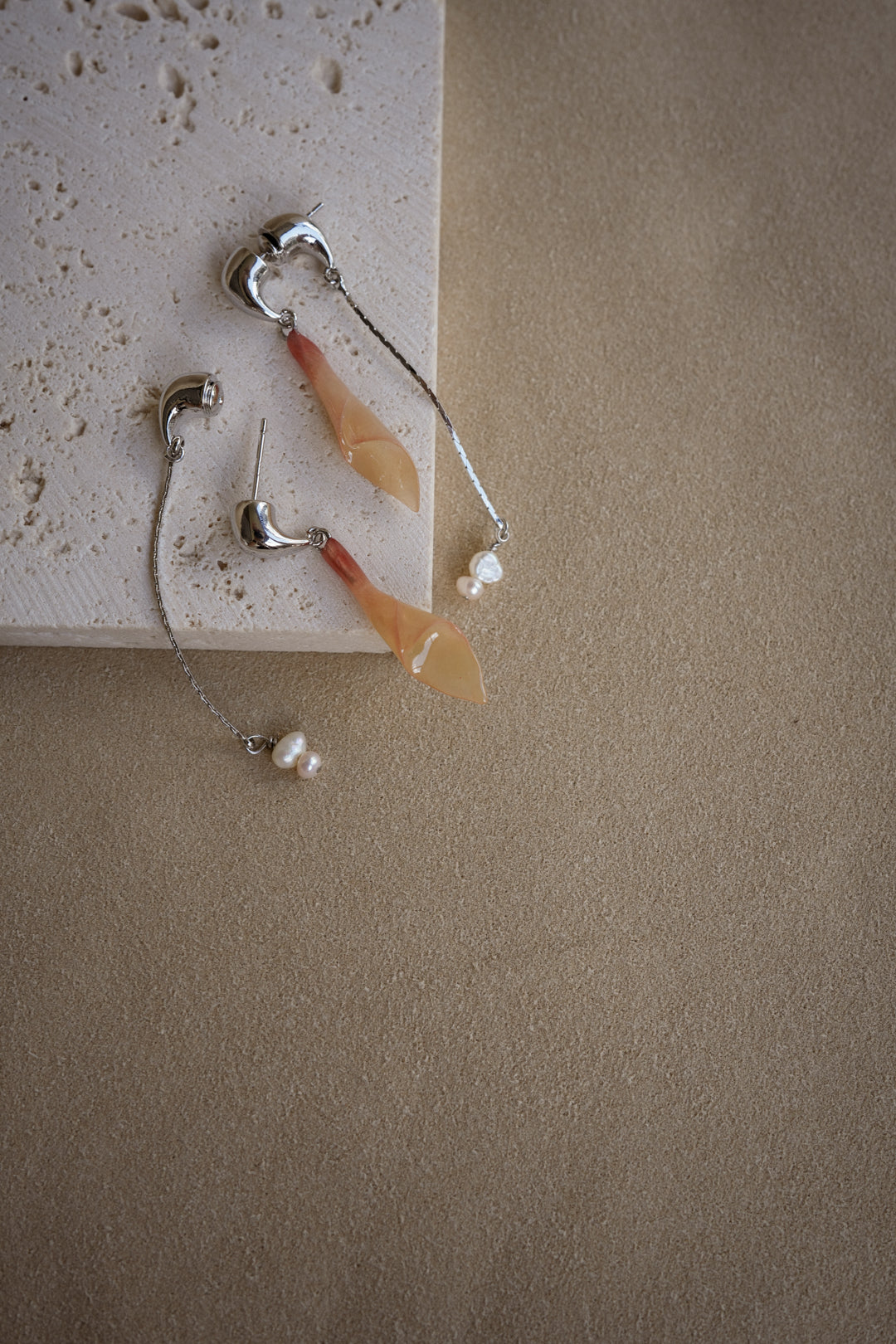 "Glass" Calla Lilies in Strawberry Sorbet Dual-Dangle Earrings