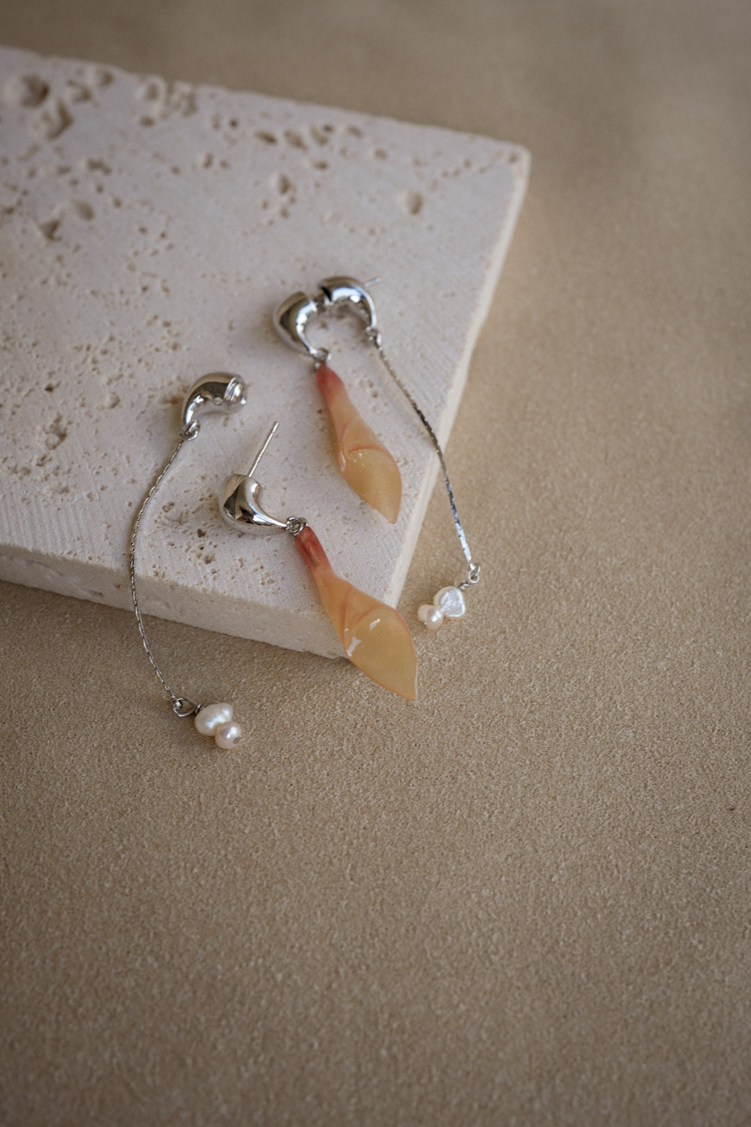 "Glass" Calla Lilies in Strawberry Sorbet Dual-Dangle Earrings