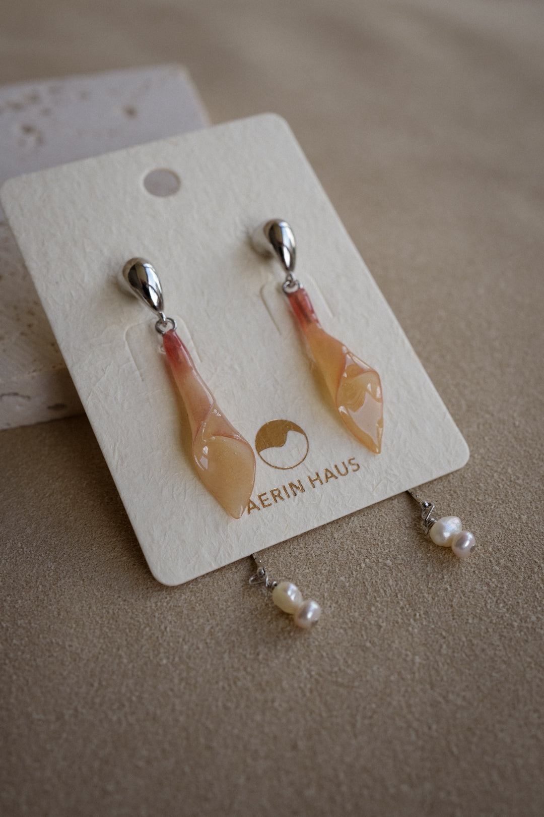 "Glass" Calla Lilies in Strawberry Sorbet Dual-Dangle Earrings