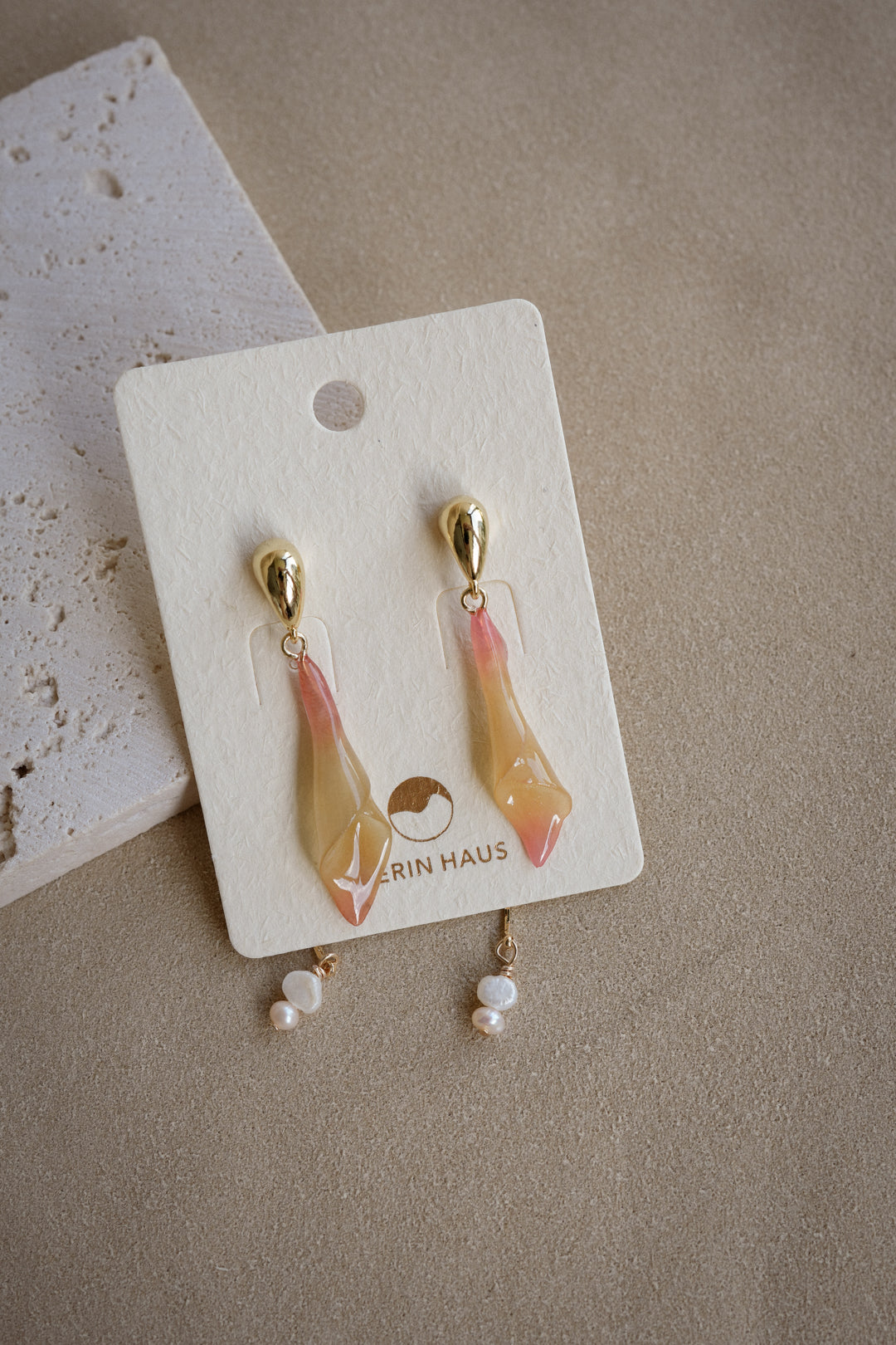 "Glass" Calla Lilies in Peach Sorbet Earrings