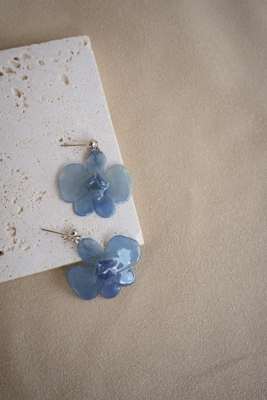 "Glass" Orchid in Ocean Blue Earrings