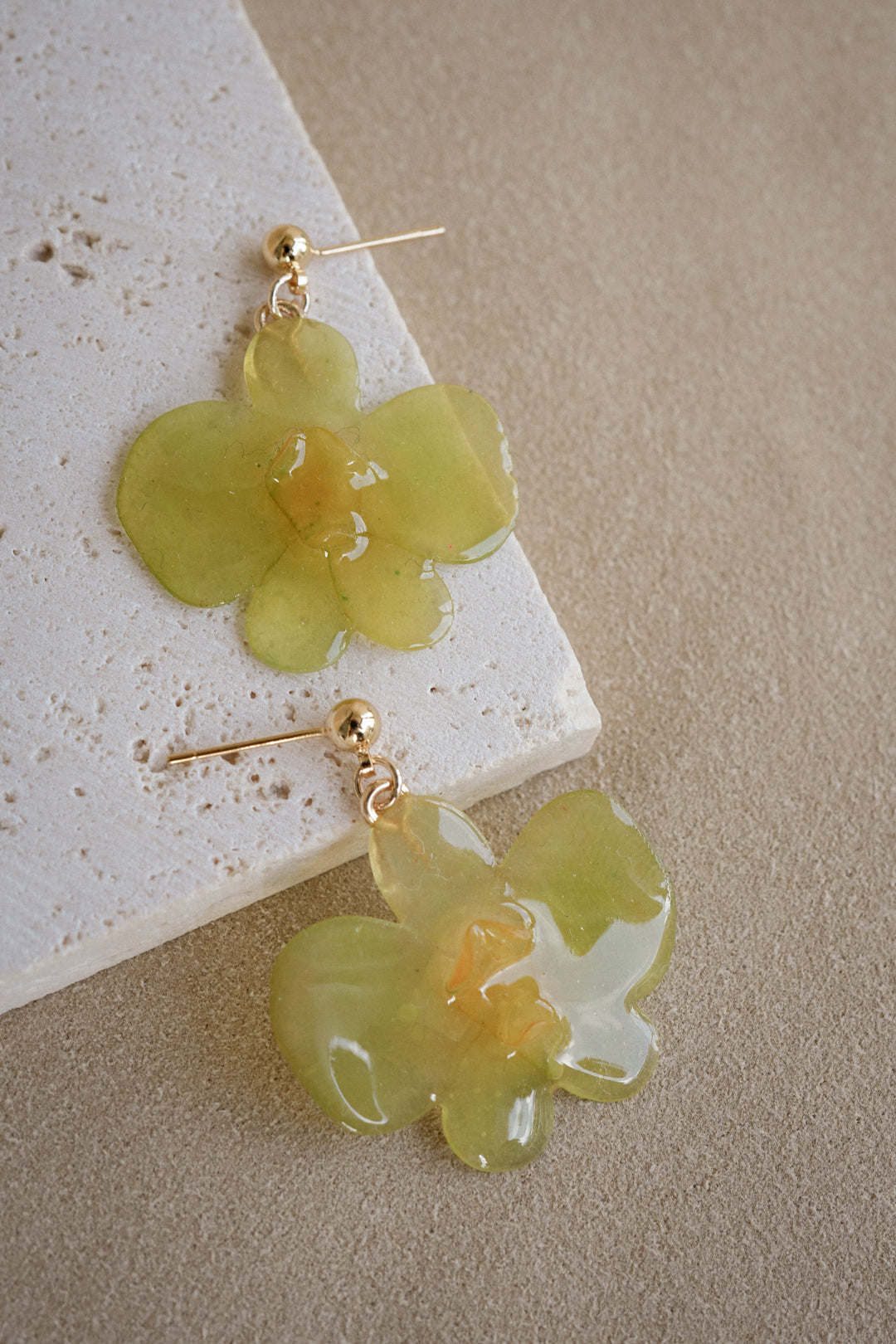 "Glass" Orchid in Citrus Earrings (B-grade)