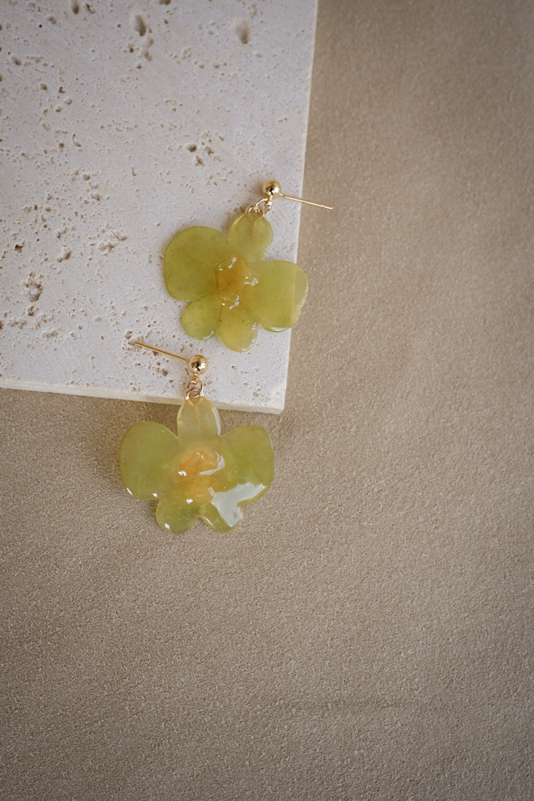 "Glass" Orchid in Citrus Earrings (B-grade)