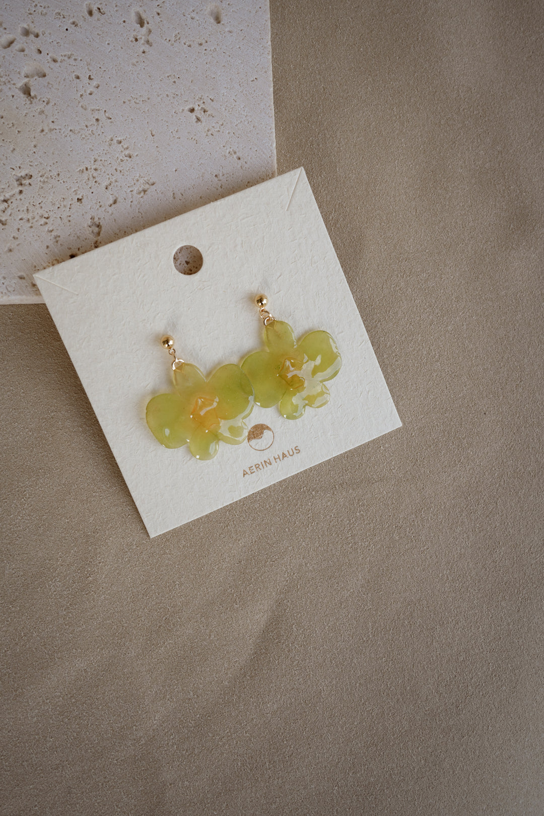 "Glass" Orchid in Citrus Earrings (B-grade)