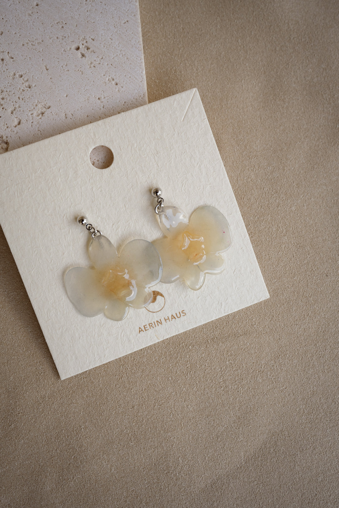 "Glass" Orchid in Ghost Blue Earrings (B-grade)