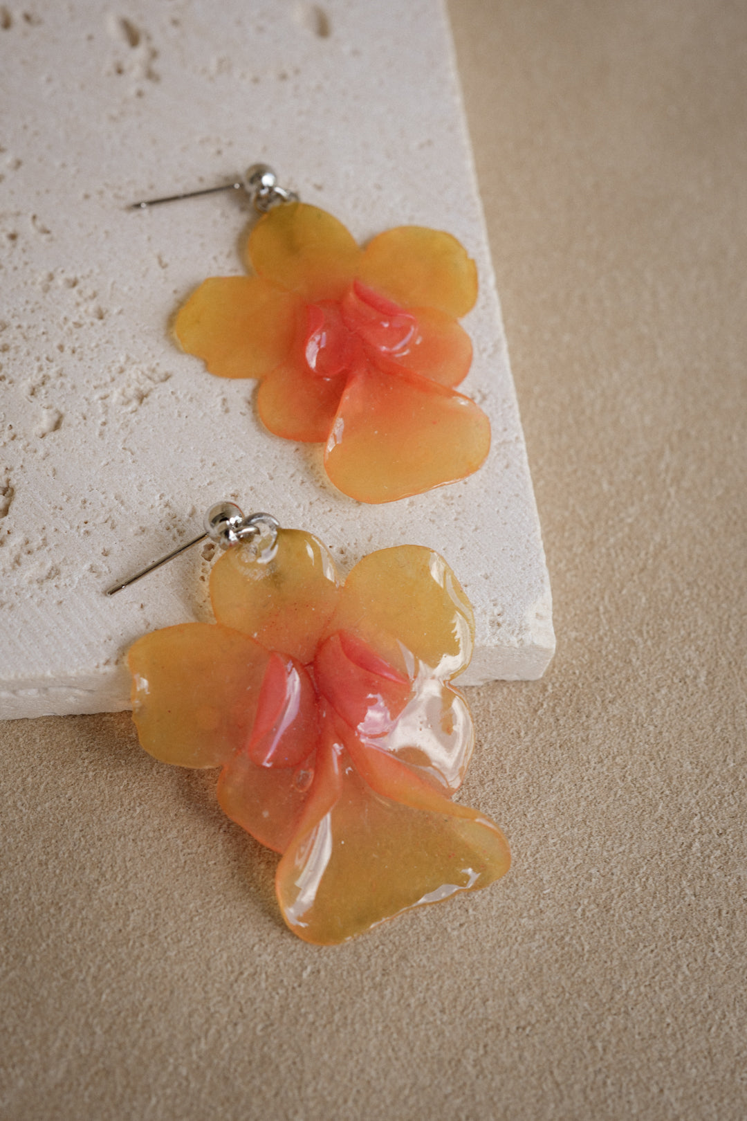 "Glass" Orchid in Candlelight Earrings
