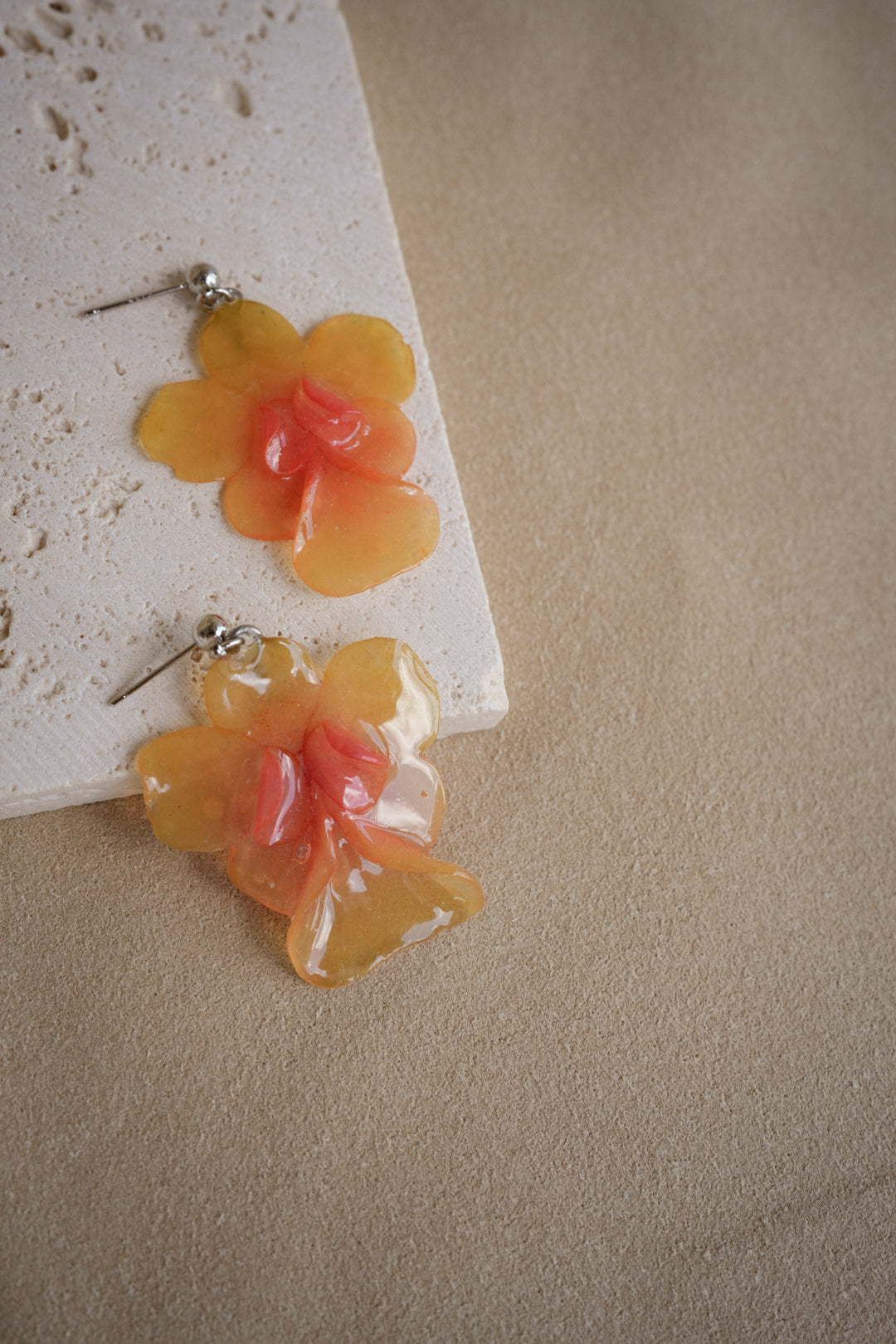 "Glass" Orchid in Candlelight Earrings