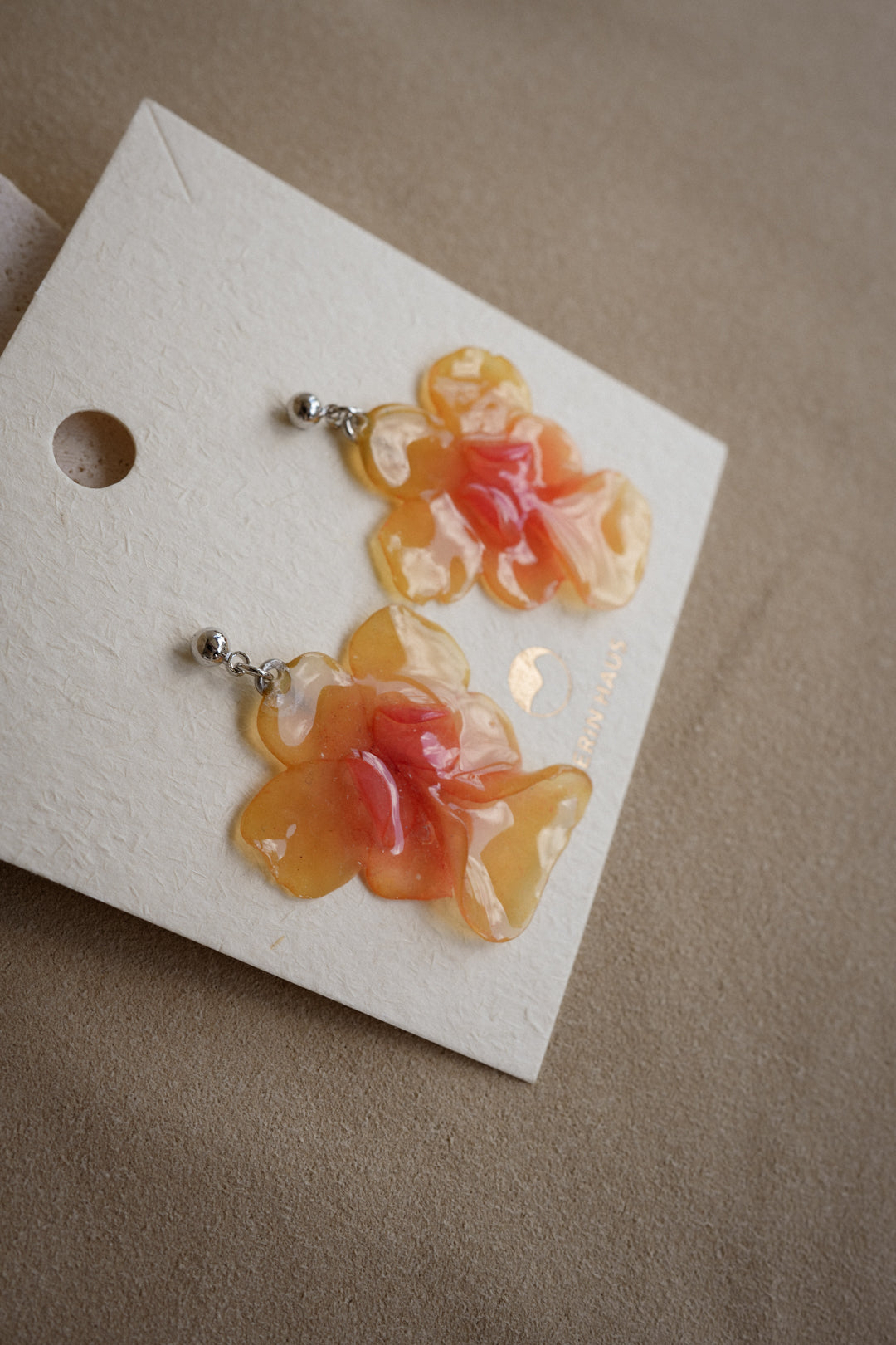 "Glass" Orchid in Candlelight Earrings