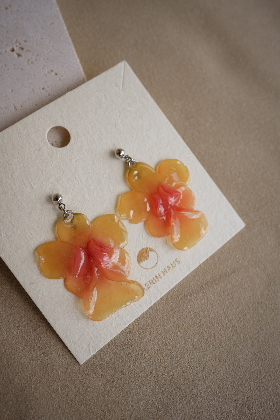 "Glass" Orchid in Candlelight Earrings