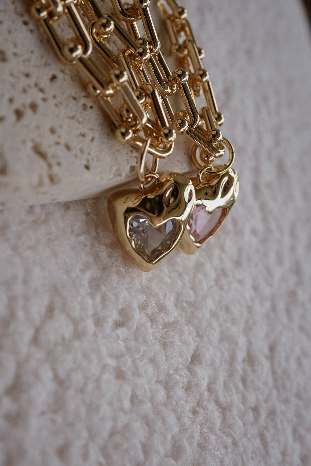 INTERLOCKED HEARTS Chained Necklace