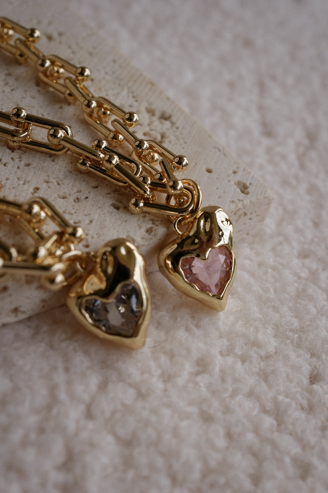 INTERLOCKED HEARTS Chained Necklace
