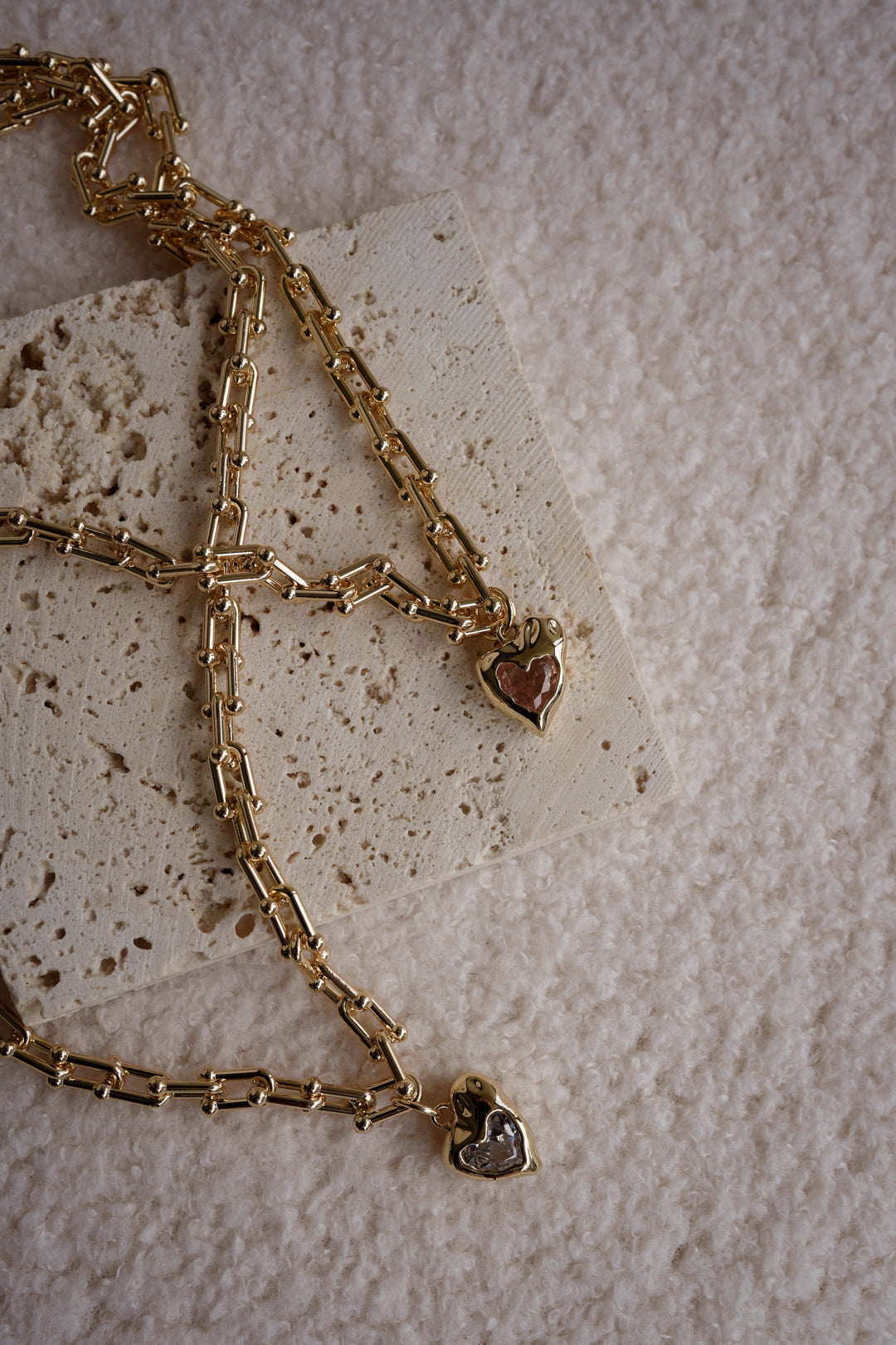 INTERLOCKED HEARTS Chained Necklace