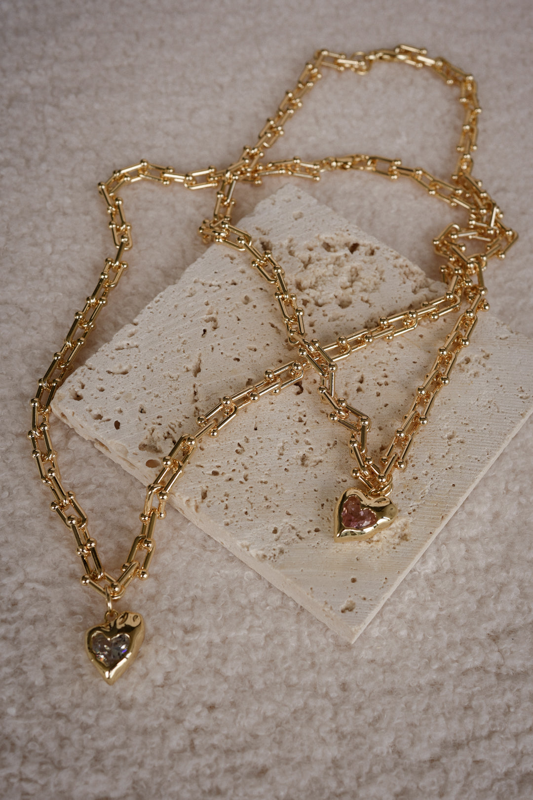 INTERLOCKED HEARTS Chained Necklace