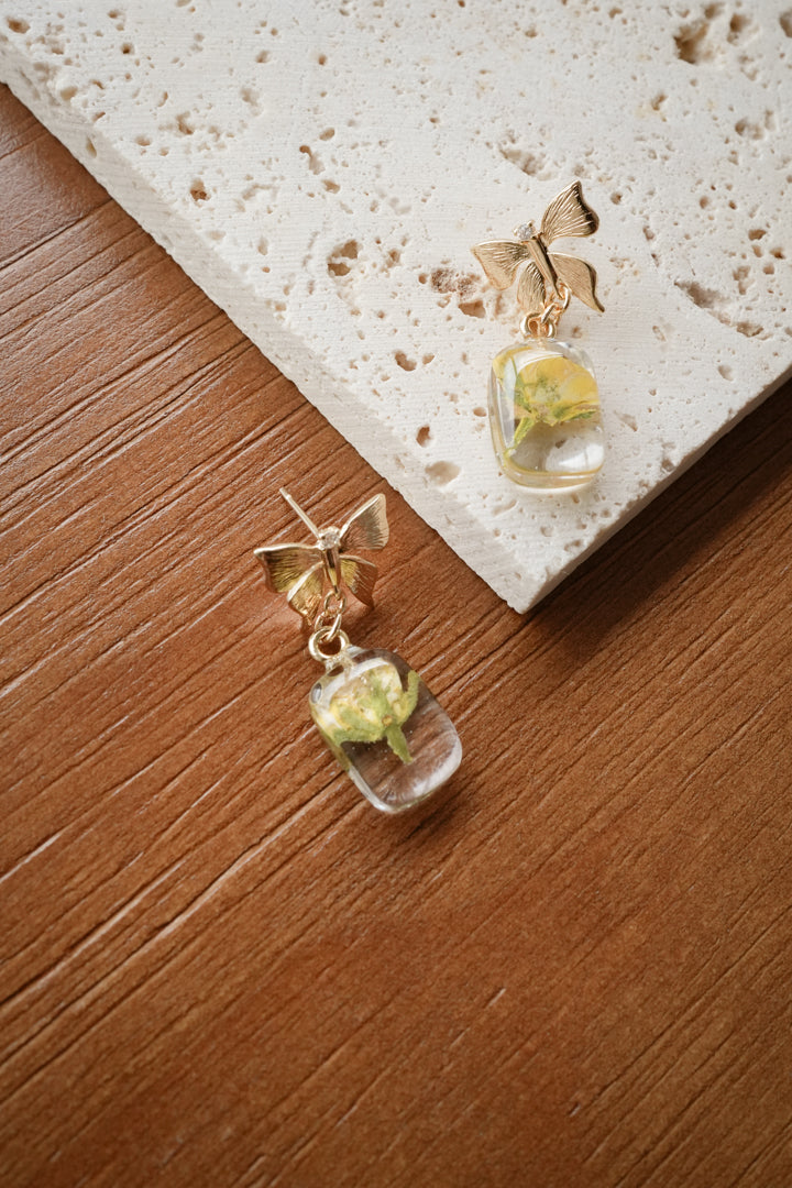 Butterfly Oblong Canary Rose Dangles
