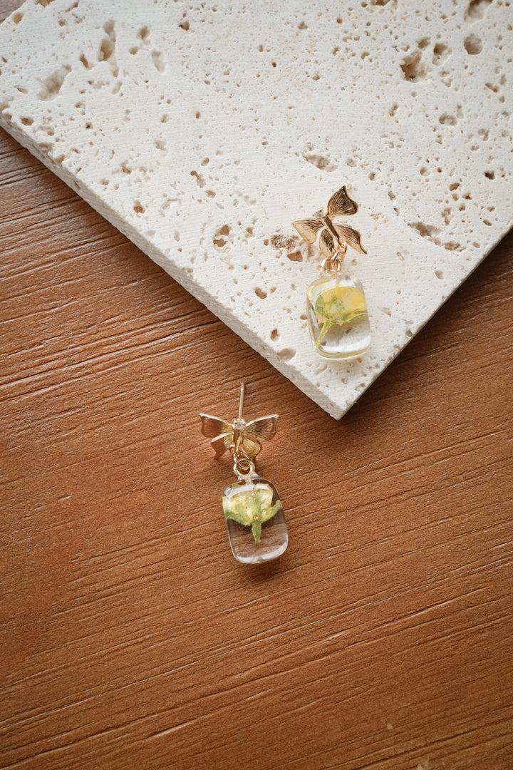 Butterfly Oblong Canary Rose Dangles