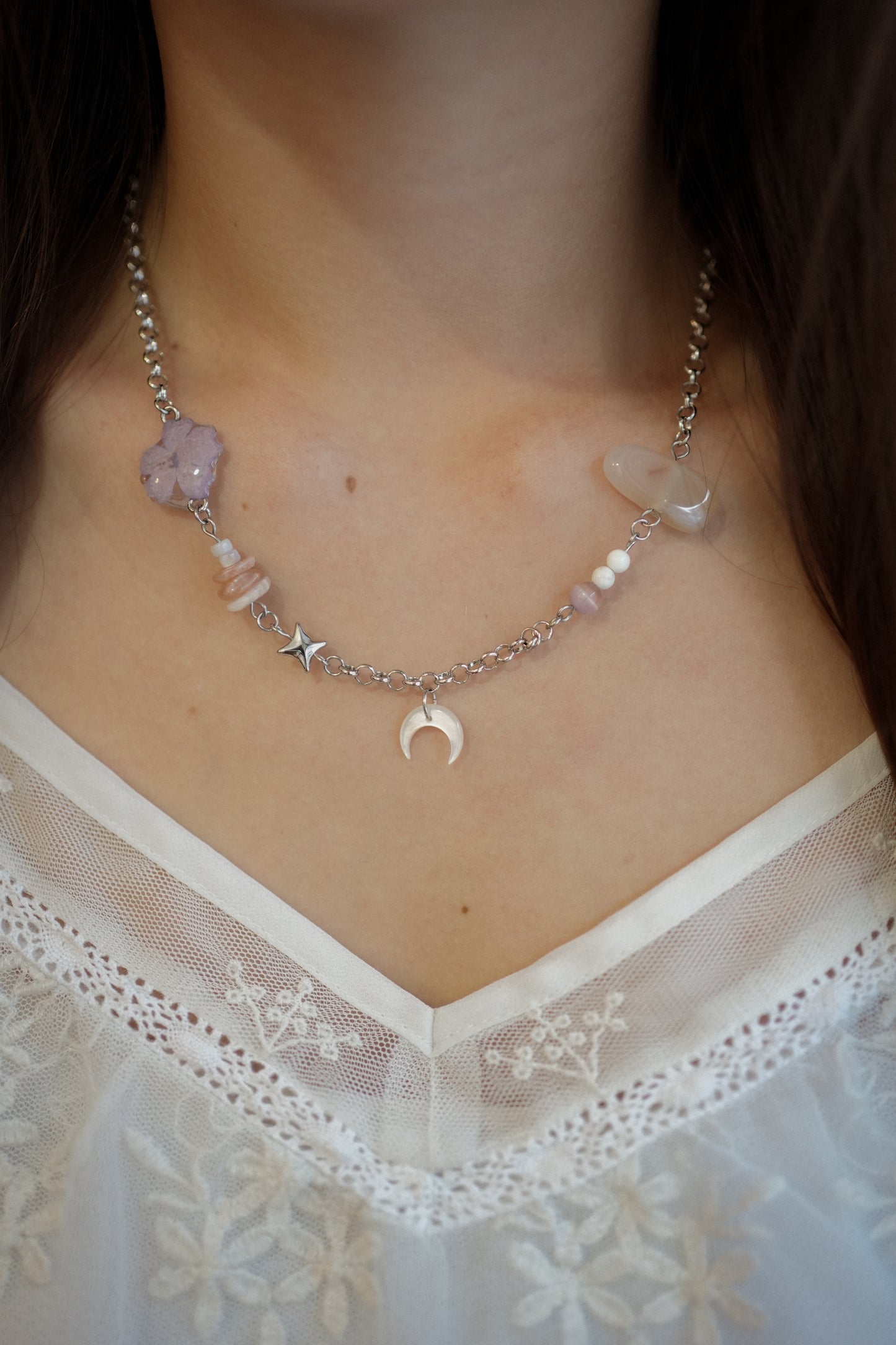 Sakura Moon Crystal Necklace