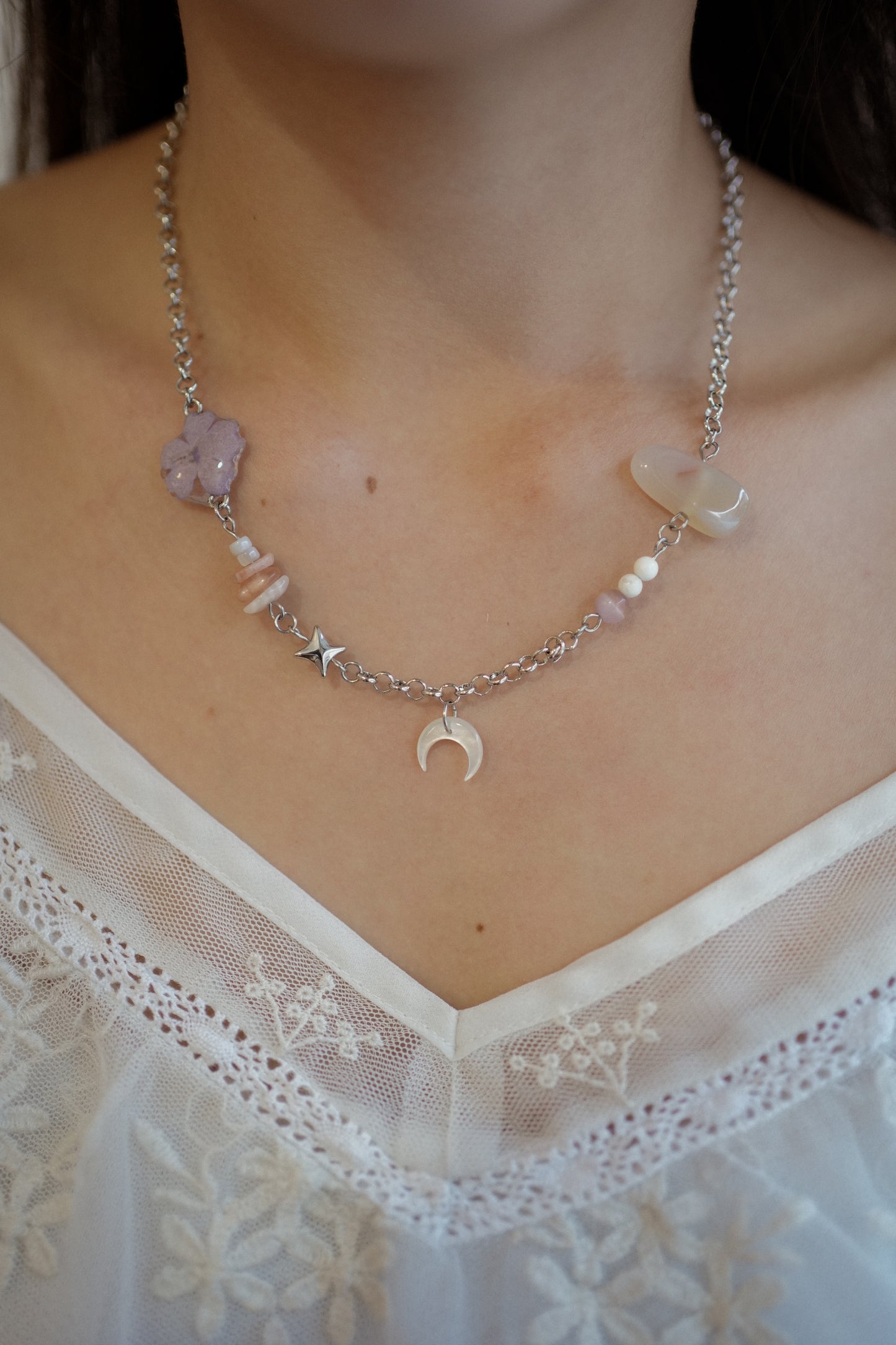 Sakura Moon Crystal Necklace